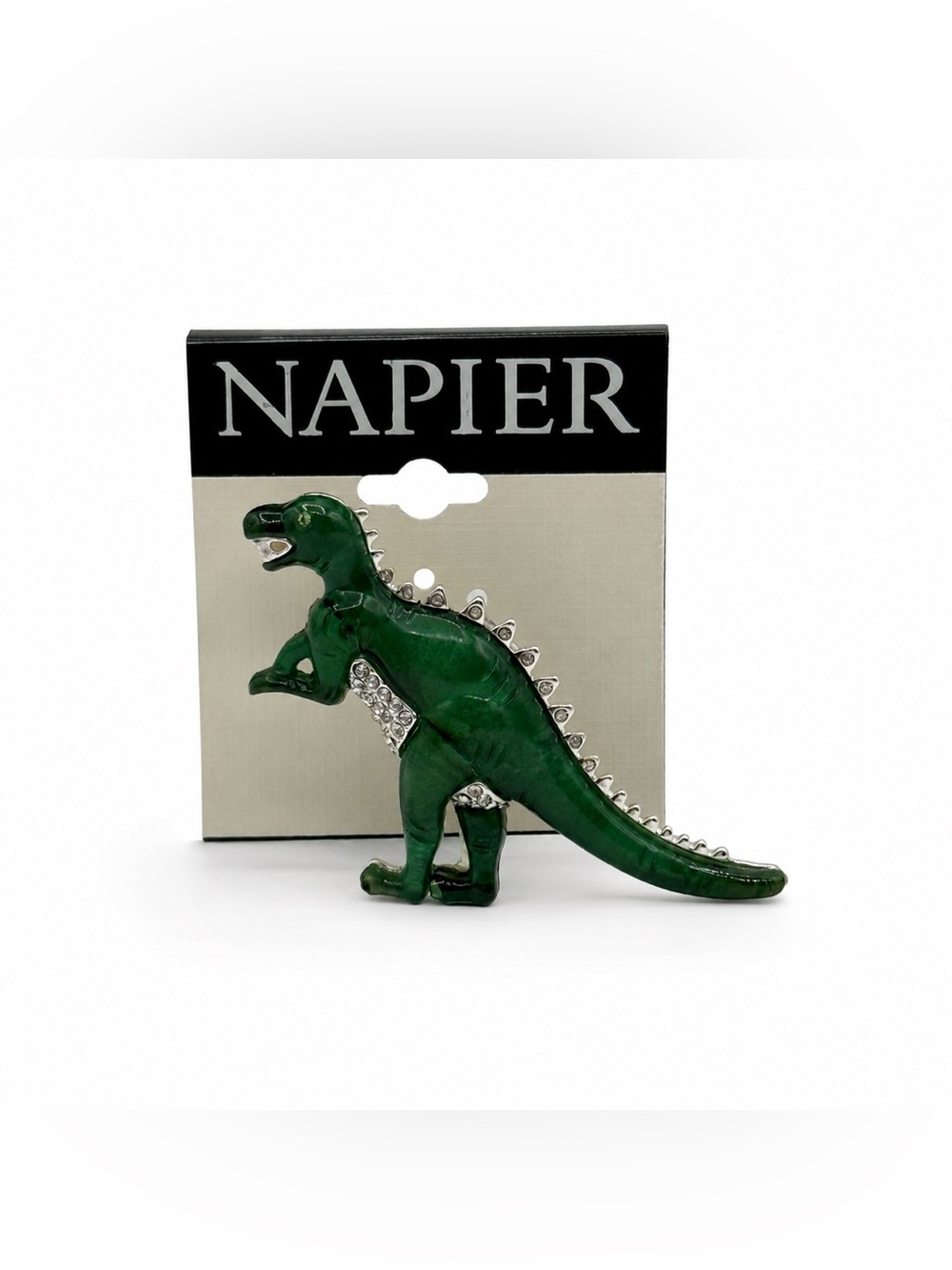 VTG Napier Zilla Acylic Crystal Rhinestone Godzilla Brooch New on Card